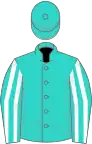 Turquoise, white striped sleeves