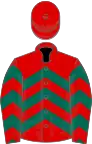 Red, dark green chevrons, red cap