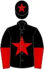 Black, red star, halved sleeves and star on cap