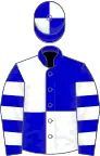 Blue and white (quartered), hooped sleeves, quartered cap