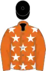 Orange, white stars on body, black cap