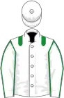 White, green epaulettes, white sleeves, green seams, white cap