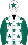 White, Dark Green stars, sleeves and star on cap