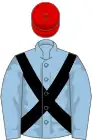 Light blue, black cross-belts, red cap