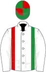 White, one red and one green stripe, green and red quartered cap