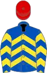 ROYAL BLUE and YELLOW CHEVRONS, red cap