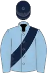 Light blue, dark blue sash and cap