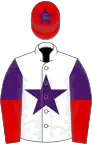 White, Purple star, Purple and Red halved sleeves, Red cap, Purple star