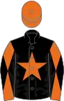 Black, orange star, orange and black diabolo on sleeves, orange cap