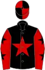 Black, red star, red sleeves, black stars, quartered cap