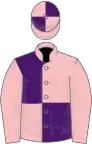 Pink and purple quartered, pink sleeves, quartered cap