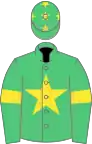 Emerald green, yellow star, armlets and stars on cap