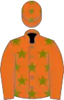 Orange, Olive Green stars, Orange sleeves