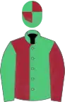 Emerald Green and Maroon (halved), sleeves reversed, Emerald Green and Maroon quartered cap