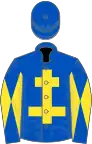 Royal Blue, Yellow Cross of Lorraine, diabolo on sleeves