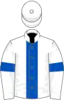 White, Royal Blue stripe and armlets