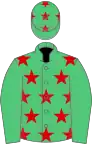 EMERALDGREEN, Red stars, EmeraldGreen sleeves, EmeraldGreen cap and Red stars