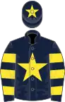 Dark blue, yellow star, hooped sleeves and star on cap