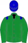 Green, blue epaulets and cap