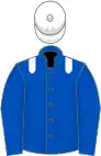 Royal blue, white epaulets, white cap