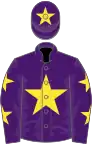 Purple, yellow star, yellow stars on sleeves, yellow star on cap