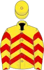 Yellow, red chevrons, yellow cap