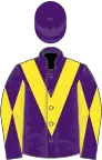 Purple, yellow chevron, diabolo on sleeves