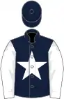 Dark blue, white star and sleeves