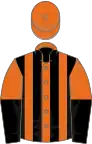 Orange and black stripes, halved sleeves, orange cap