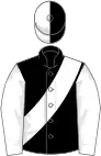 Black, white sash and sleeves, halved cap