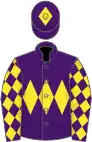 Purple, yellow triple diamond, diamonds on sleeves, purple cap, yellow diamond