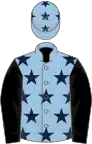 Light blue, dark blue stars, black sleeves