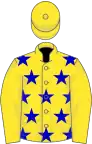 Yellow, blue stars on body