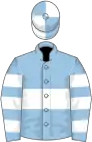 Light blue, white hoop, hooped sleeves, quartered cap