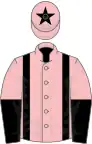 Pink, black braces, halved sleeves and star on cap