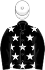 Black, white stars on body, white cap