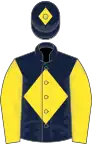 Dark blue, yellow diamond, sleeves and diamond on cap