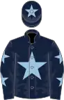 Dark blue, light blue star, dark blue sleeves, light blue stars, dark blue cap, light blue star