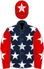 Dark blue, white stars, red sleeves, white stars, red cap, white star