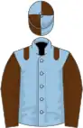 Light blue, brown epaulets and sleeves, quartered cap