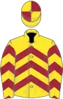 YELLOW and MAROON CHEVRONS, quartered cap