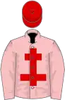 Pink, red cross of lorraine, red cap