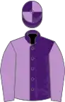 Purple and mauve (halved), mauve sleeves, quartered cap