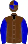 Brown, blue sleeves, quartered cap