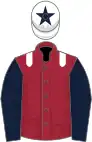 Maroon, white epaulets, dark blue sleeves, white cap, dark blue star