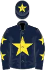 Dark blue, yellow star, yellow stars on sleeves, yellow star on cap