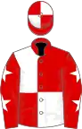 RED and WHITE QUARTERED, white stars on sleeves, quartered cap