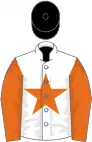 White, orange star and sleeves, black cap