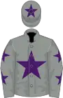 Grey, purple star, stars on sleeves, star on cap