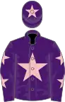 Purple, pink star, pink stars on sleeves, pink star on cap